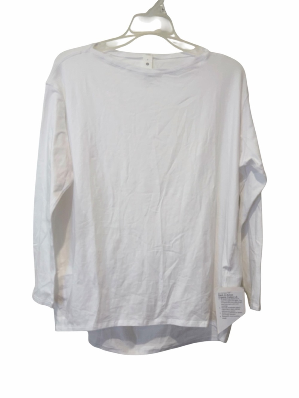 NWT Lululemon White Back In Action Organic Cotton Long Sleeve Size 6